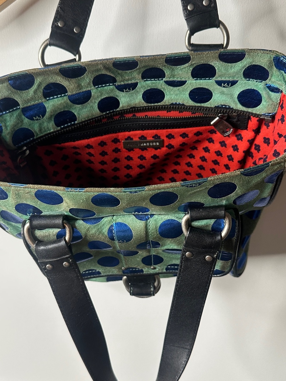 Marc Jacobs Polka Dot Suede Tote Purse - Picture 3 of 4